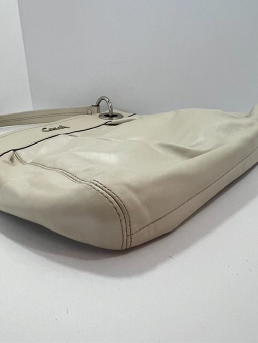 Coach Y2K Ashley Hippie Pearl White Leather Shoulder Bag F17605 chunky hardware - Picture 5 of 16
